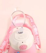 Creative Cartoon Stainless Steel Insulated Straw Bottle for Kids Cute Thermos Flask with Strap
