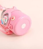 Creative Cartoon Stainless Steel Insulated Straw Bottle for Kids Cute Thermos Flask with Strap
