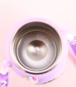Creative Cartoon Stainless Steel Insulated Straw Bottle for Kids Cute Thermos Flask with Strap